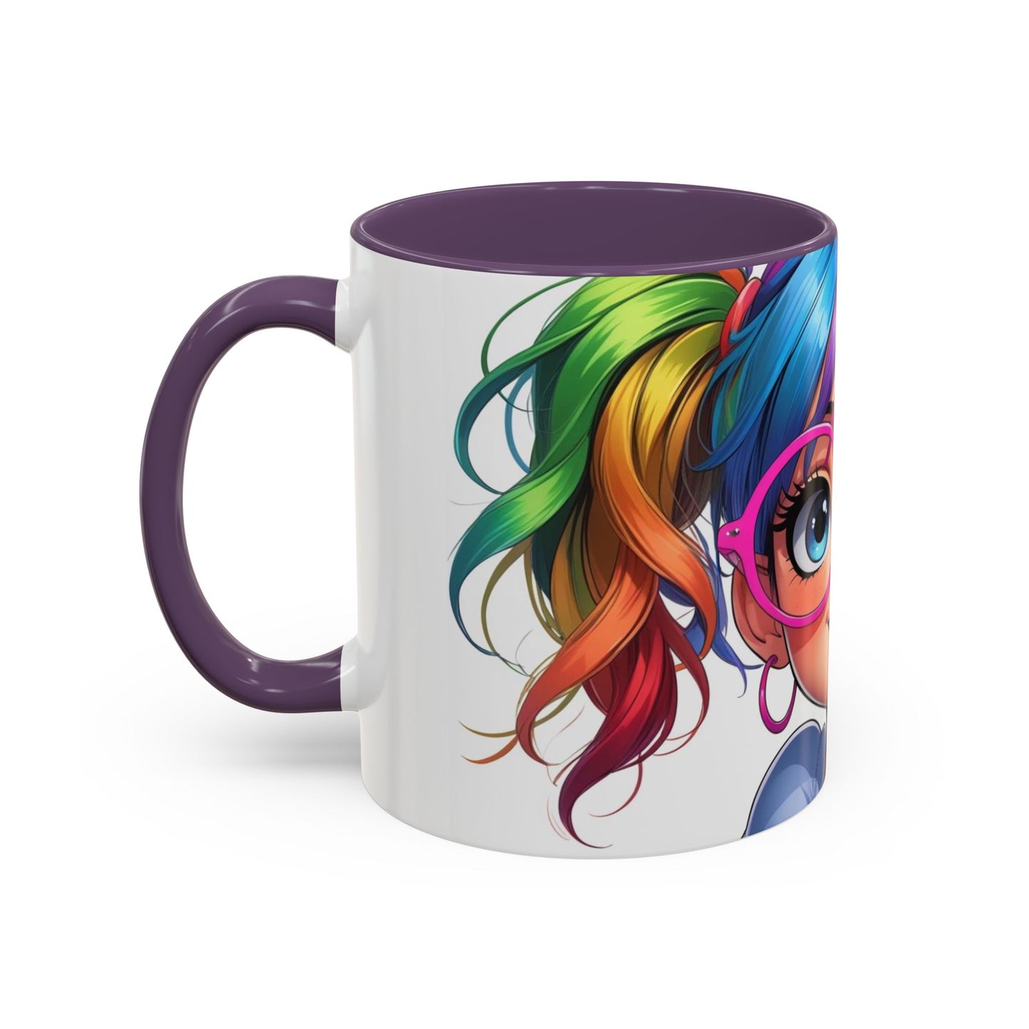 Colorful Character Accent Coffee Mug - Fun Gift for Quirky Friends - Rainbow Design for Birthdays, Holidays, and Everyday Joy