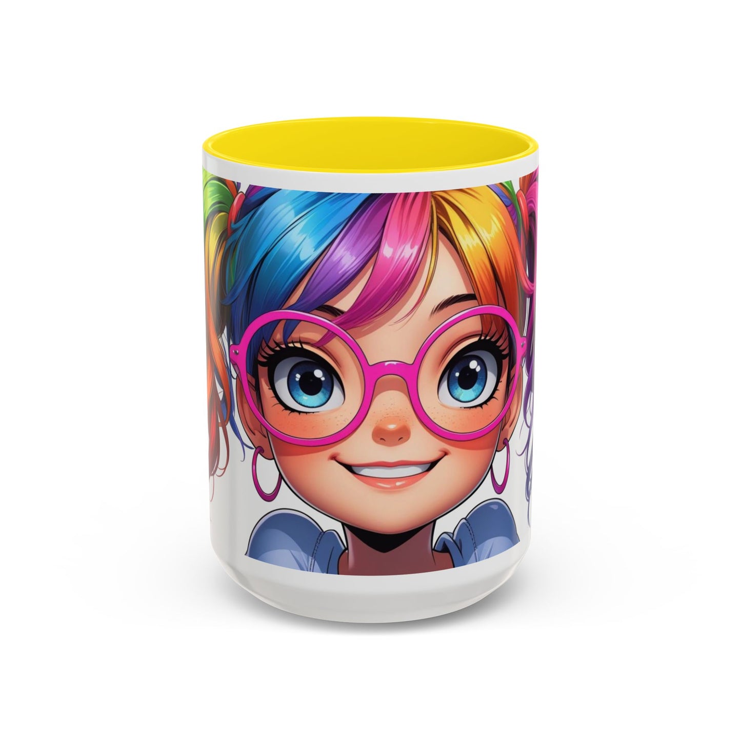 Colorful Character Accent Coffee Mug - Fun Gift for Quirky Friends - Rainbow Design for Birthdays, Holidays, and Everyday Joy