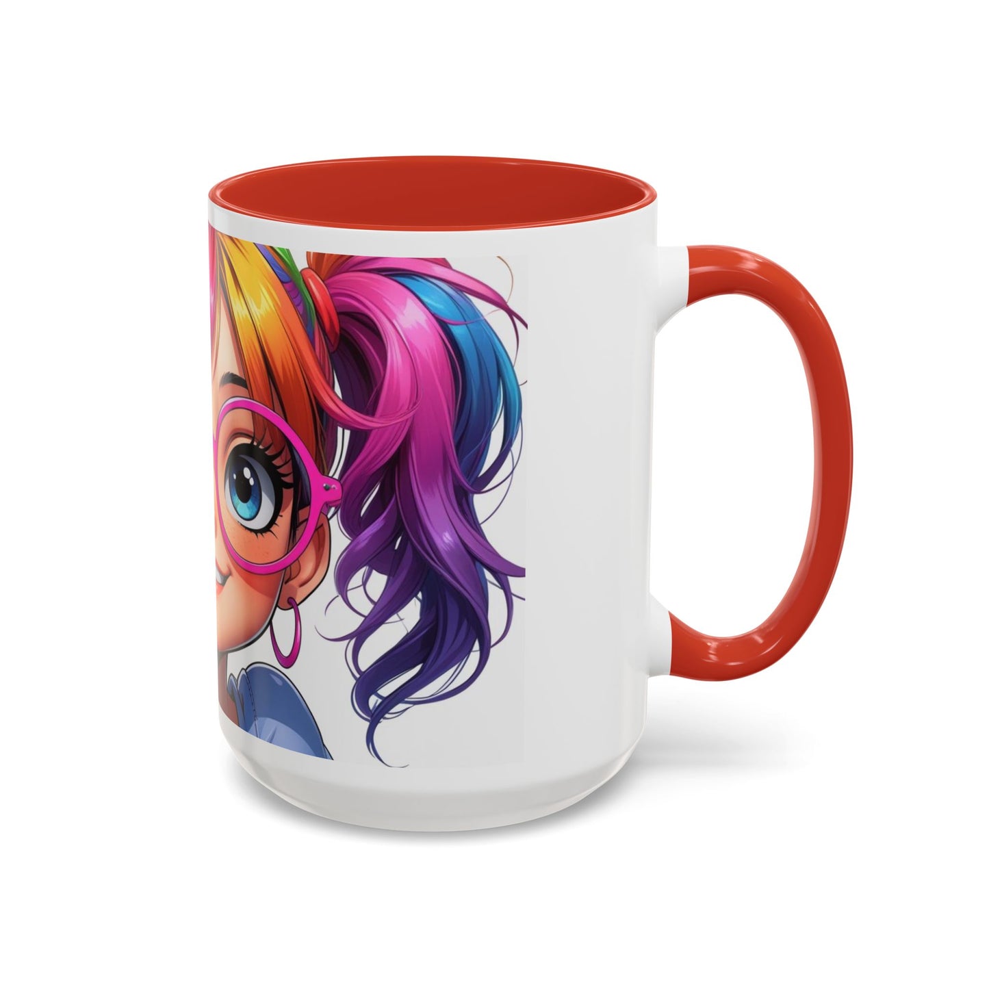 Colorful Character Accent Coffee Mug - Fun Gift for Quirky Friends - Rainbow Design for Birthdays, Holidays, and Everyday Joy