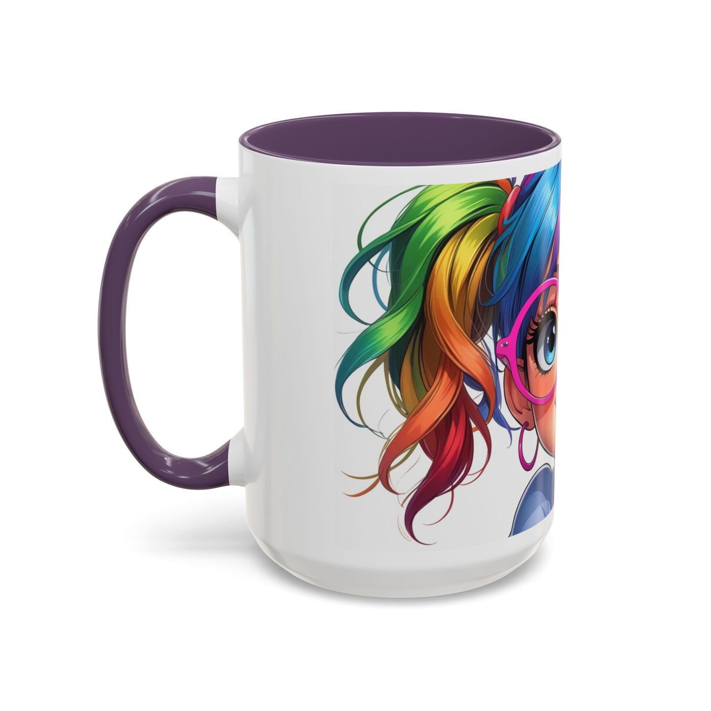Colorful Character Accent Coffee Mug - Fun Gift for Quirky Friends - Rainbow Design for Birthdays, Holidays, and Everyday Joy
