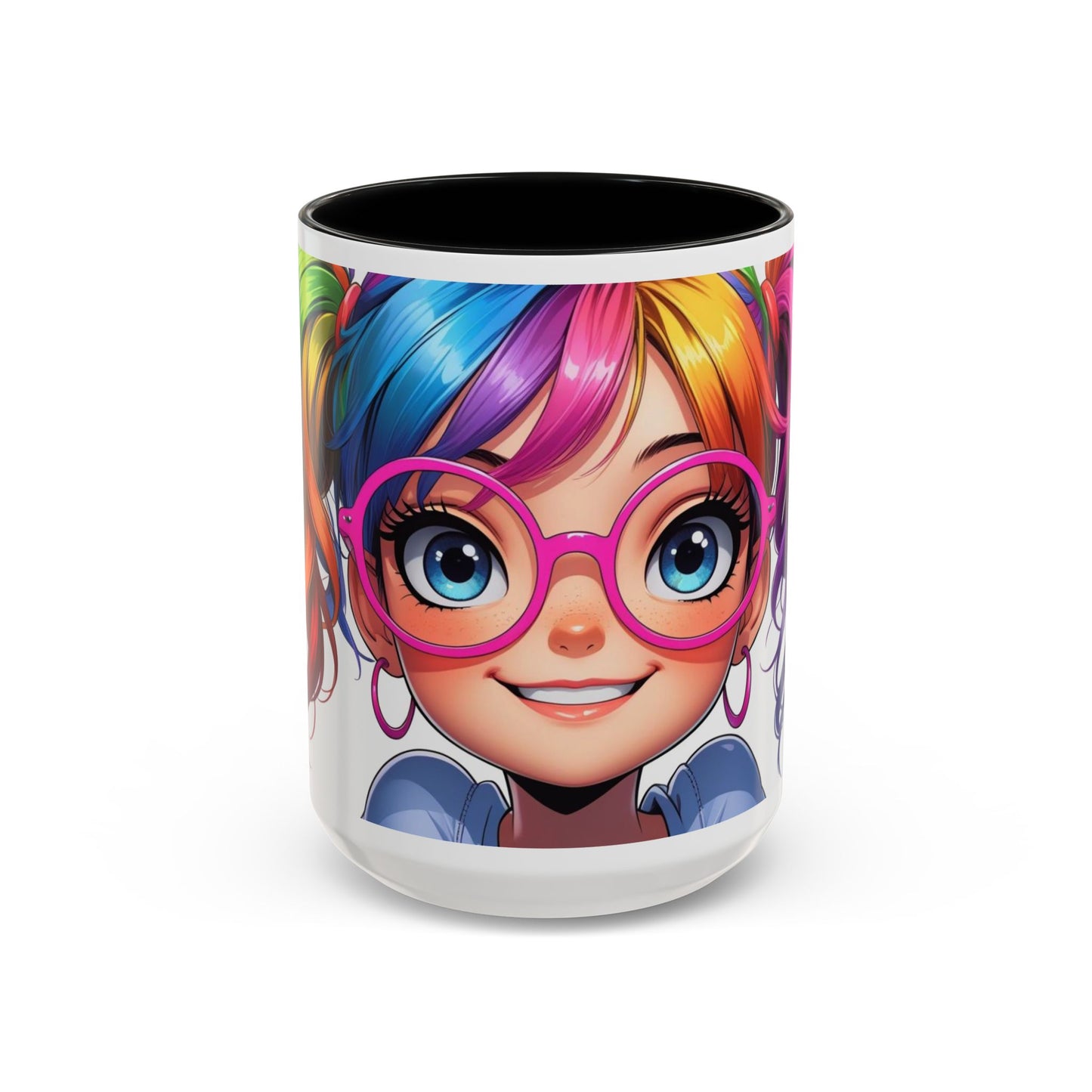 Colorful Character Accent Coffee Mug - Fun Gift for Quirky Friends - Rainbow Design for Birthdays, Holidays, and Everyday Joy