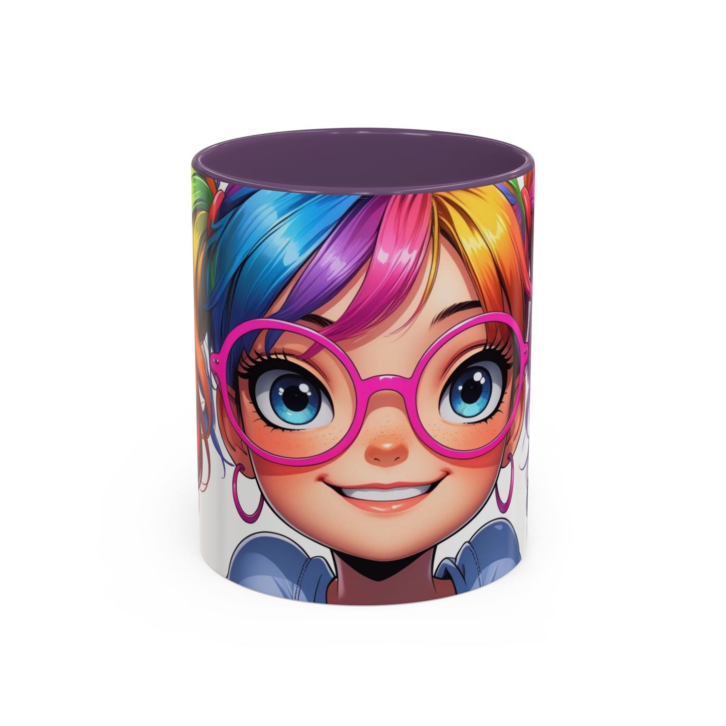 Colorful Character Accent Coffee Mug - Fun Gift for Quirky Friends - Rainbow Design for Birthdays, Holidays, and Everyday Joy