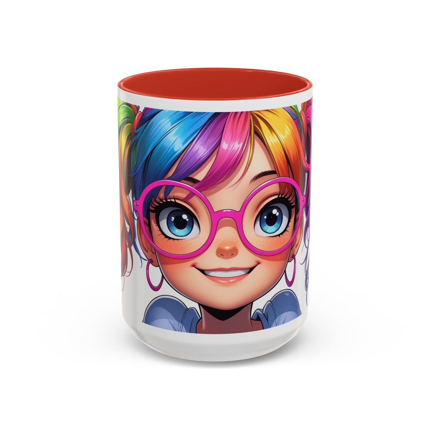 Colorful Character Accent Coffee Mug - Fun Gift for Quirky Friends - Rainbow Design for Birthdays, Holidays, and Everyday Joy