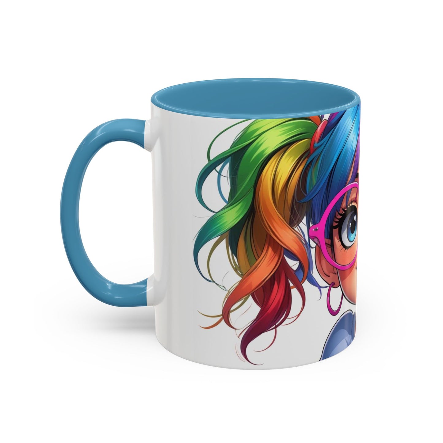 Colorful Character Accent Coffee Mug - Fun Gift for Quirky Friends - Rainbow Design for Birthdays, Holidays, and Everyday Joy