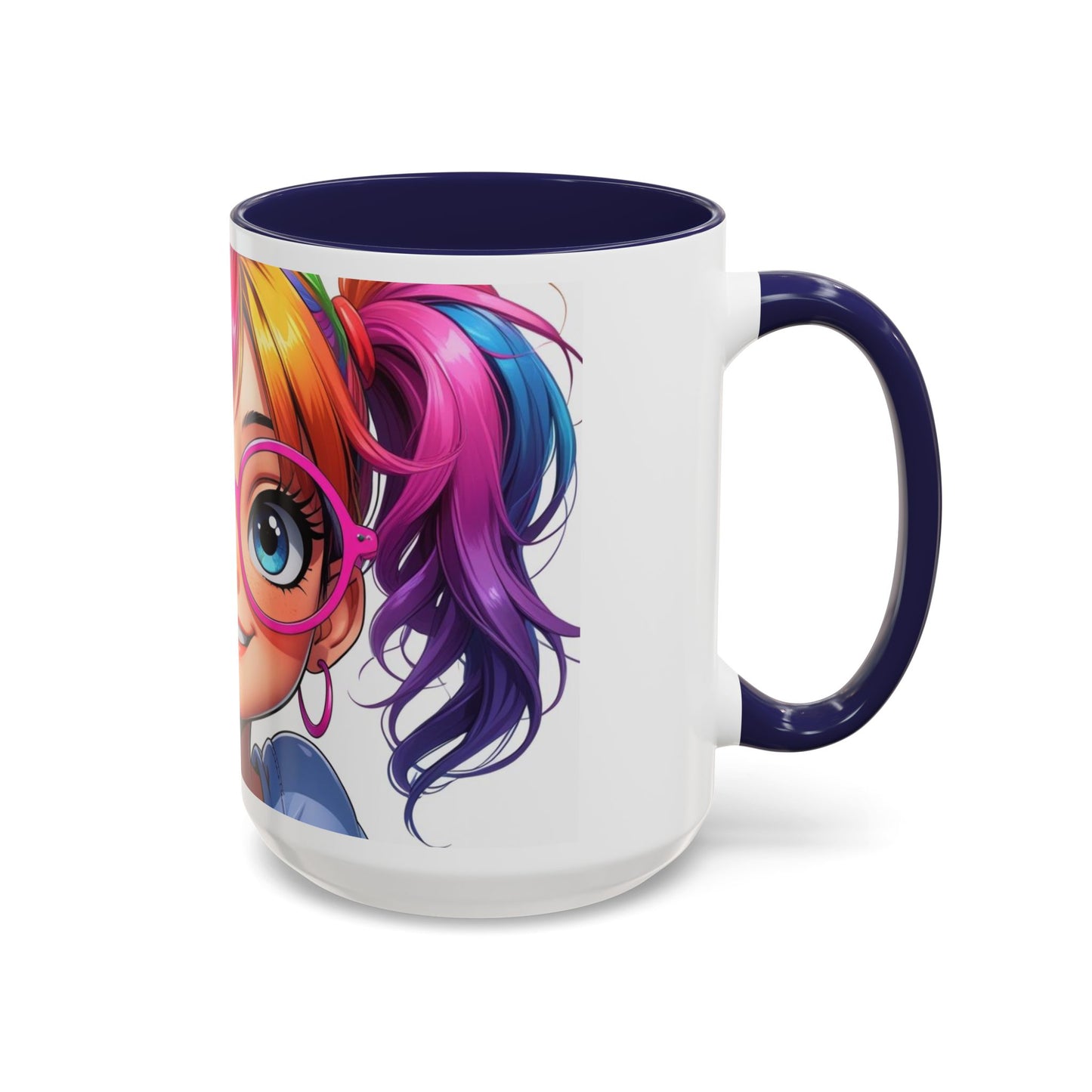 Colorful Character Accent Coffee Mug - Fun Gift for Quirky Friends - Rainbow Design for Birthdays, Holidays, and Everyday Joy