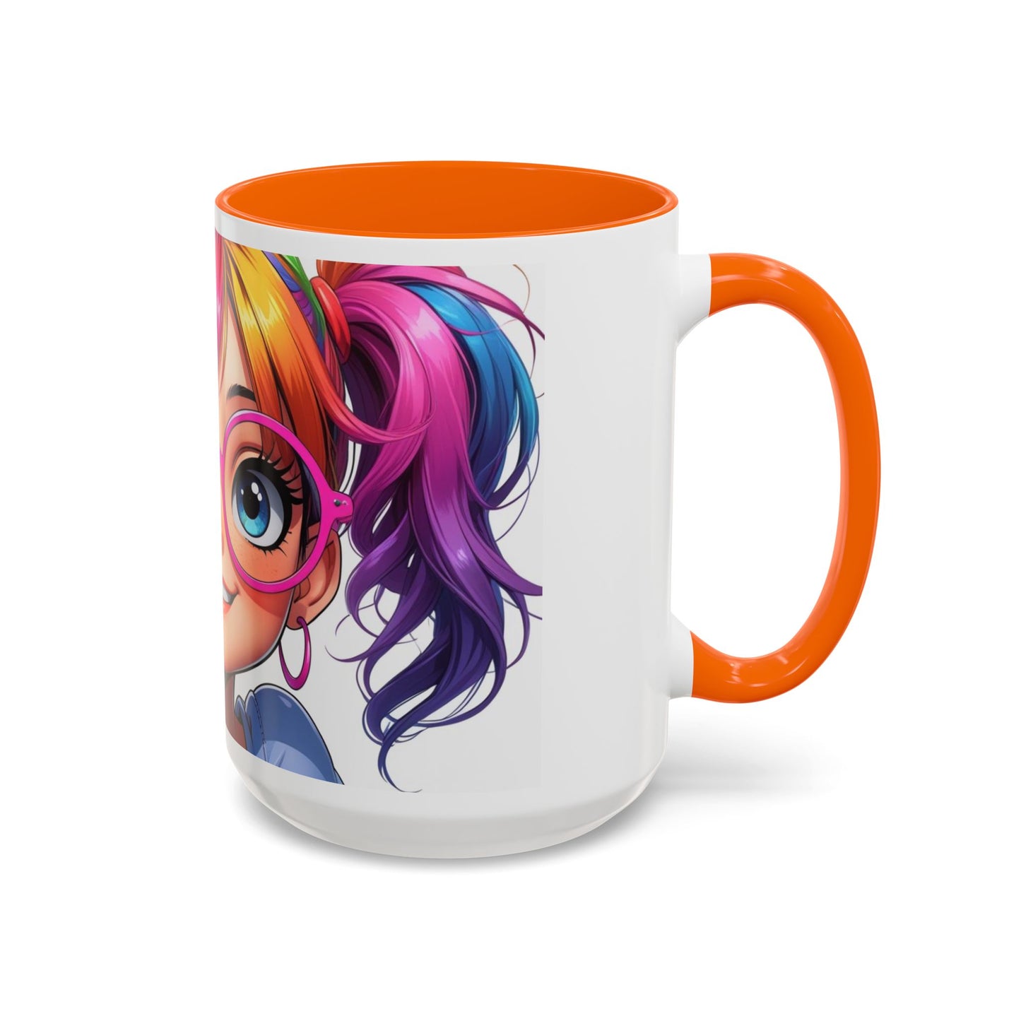 Colorful Character Accent Coffee Mug - Fun Gift for Quirky Friends - Rainbow Design for Birthdays, Holidays, and Everyday Joy