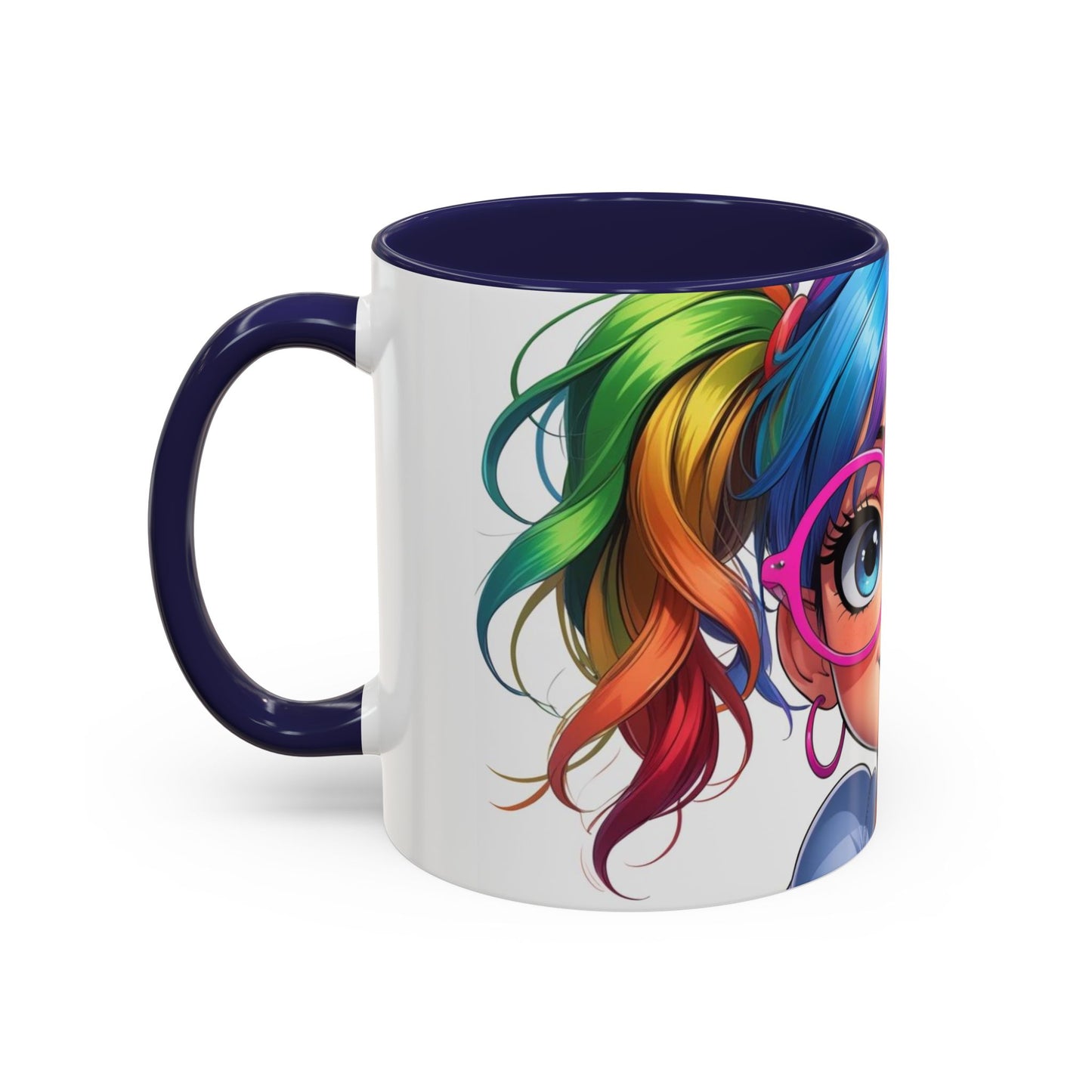 Colorful Character Accent Coffee Mug - Fun Gift for Quirky Friends - Rainbow Design for Birthdays, Holidays, and Everyday Joy