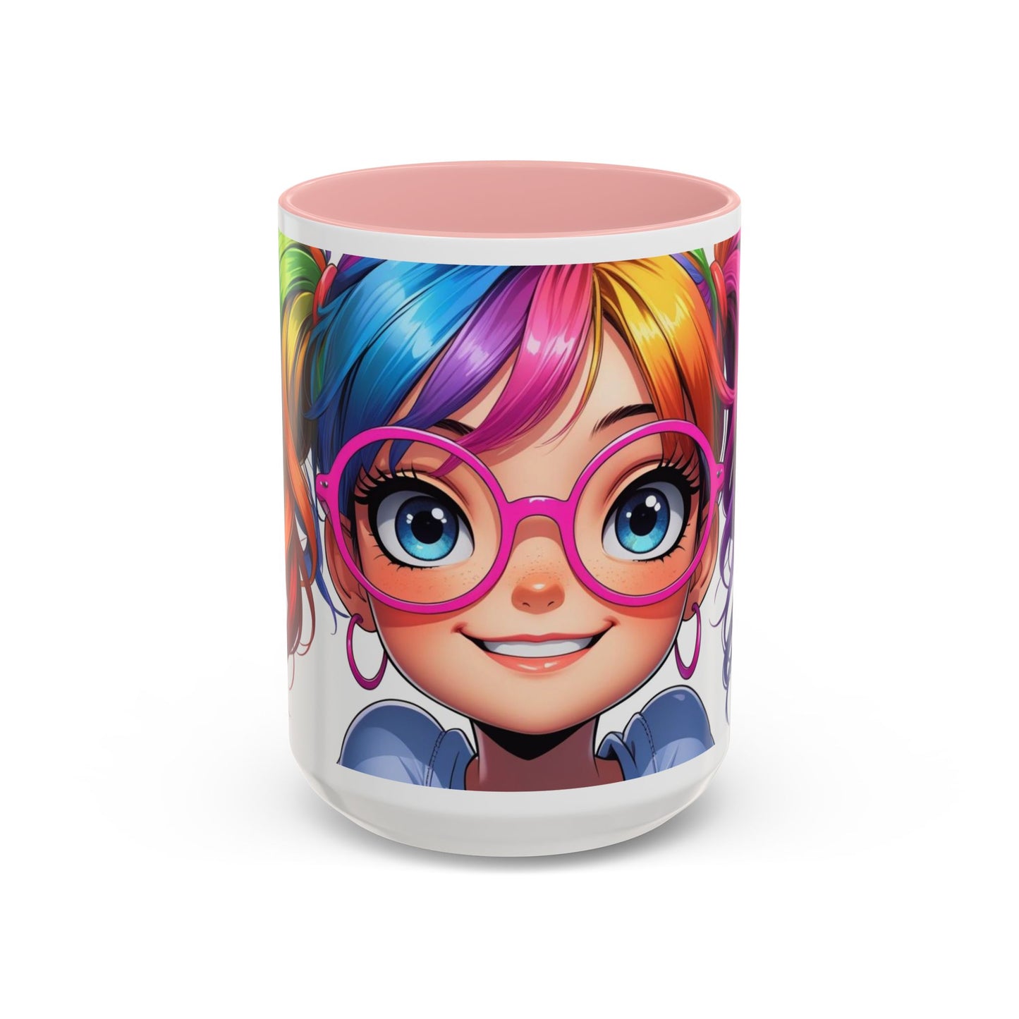 Colorful Character Accent Coffee Mug - Fun Gift for Quirky Friends - Rainbow Design for Birthdays, Holidays, and Everyday Joy