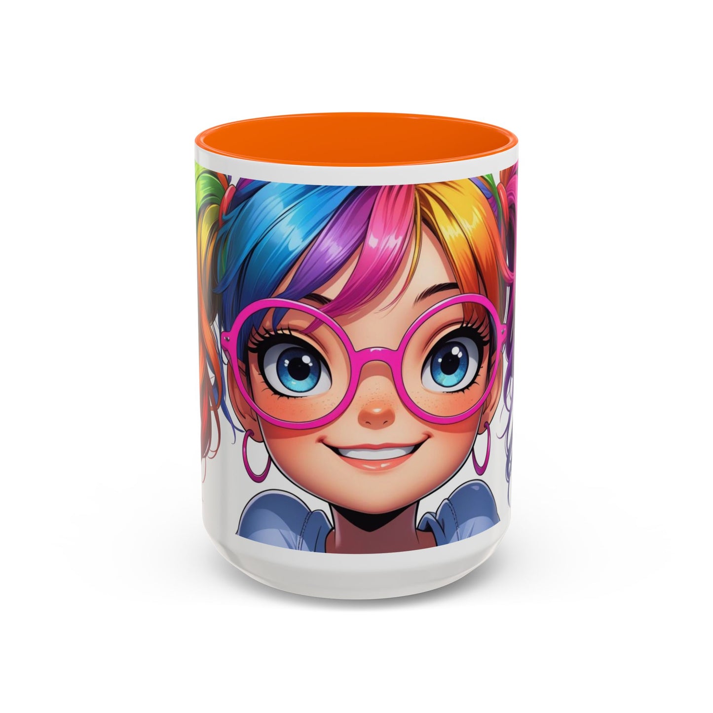 Colorful Character Accent Coffee Mug - Fun Gift for Quirky Friends - Rainbow Design for Birthdays, Holidays, and Everyday Joy
