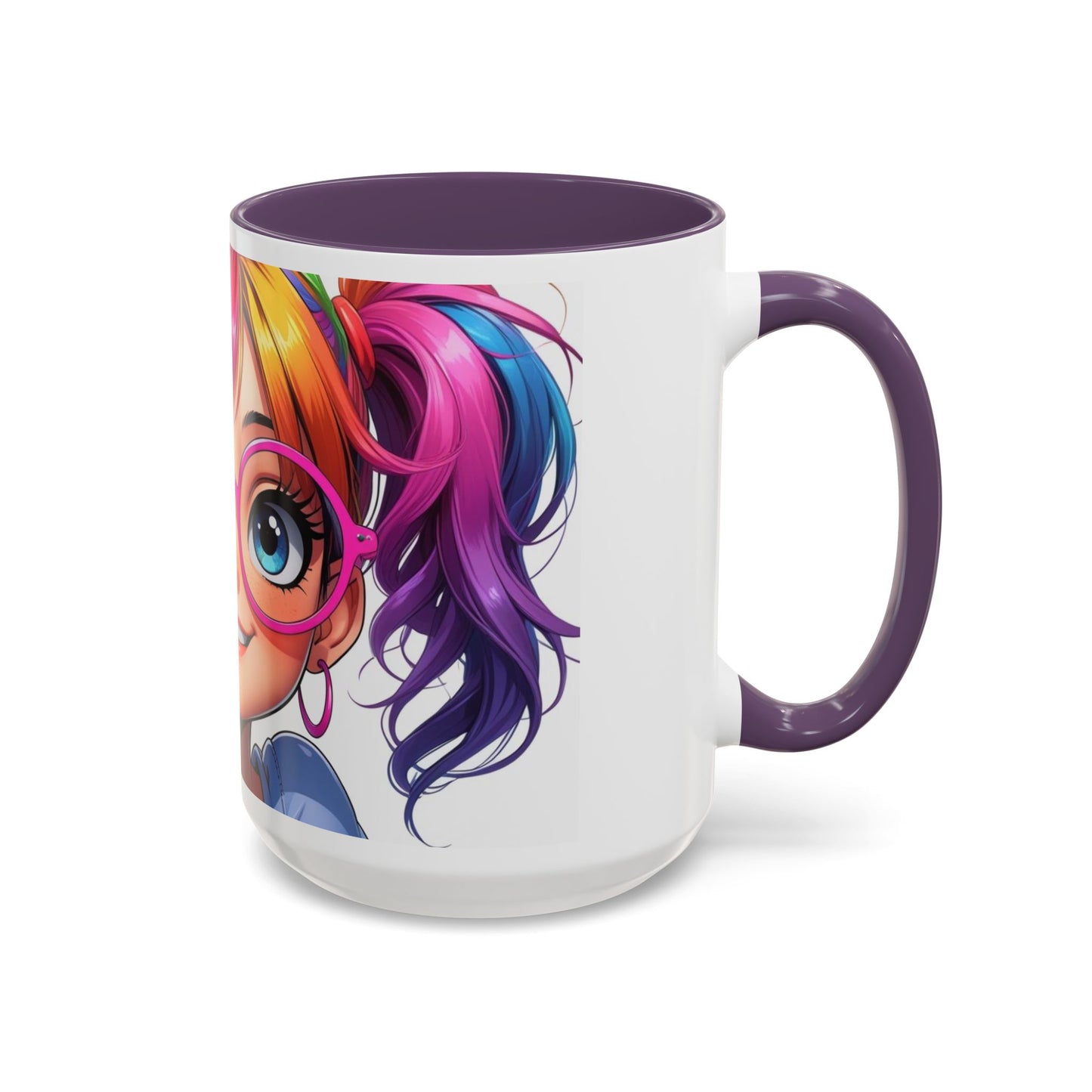 Colorful Character Accent Coffee Mug - Fun Gift for Quirky Friends - Rainbow Design for Birthdays, Holidays, and Everyday Joy