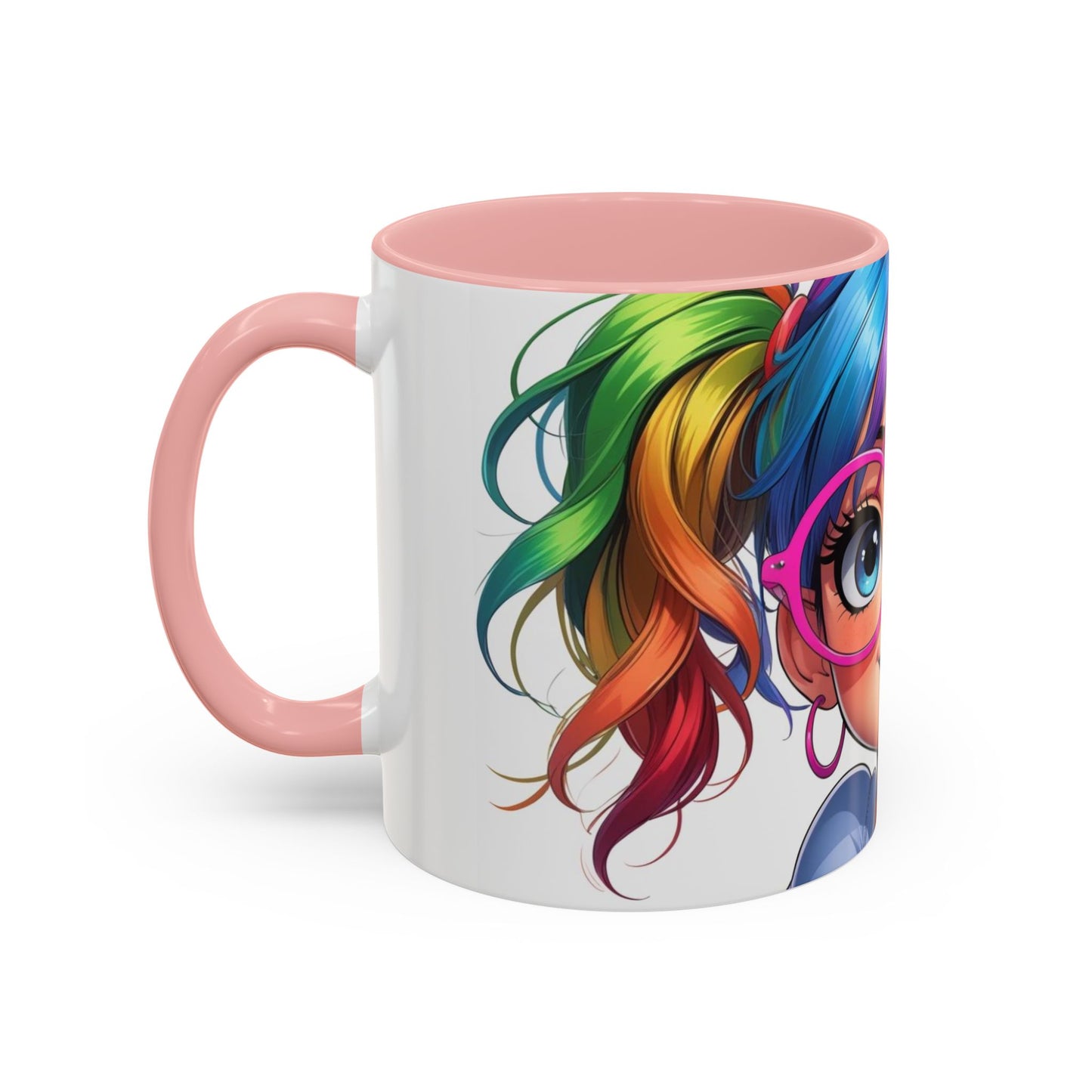 Colorful Character Accent Coffee Mug - Fun Gift for Quirky Friends - Rainbow Design for Birthdays, Holidays, and Everyday Joy