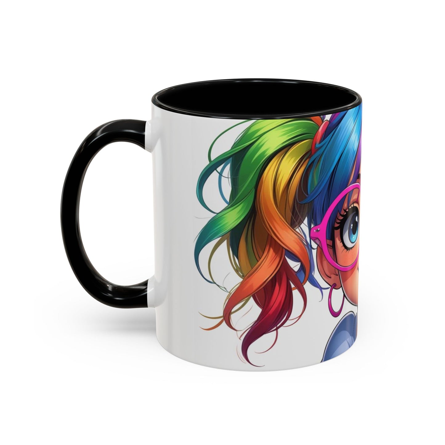 Colorful Character Accent Coffee Mug - Fun Gift for Quirky Friends - Rainbow Design for Birthdays, Holidays, and Everyday Joy