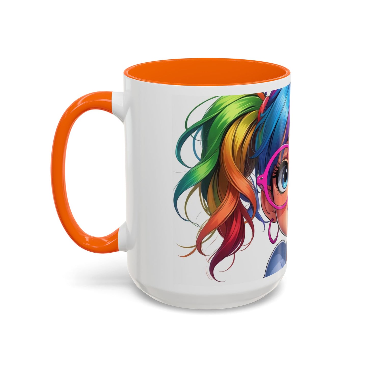 Colorful Character Accent Coffee Mug - Fun Gift for Quirky Friends - Rainbow Design for Birthdays, Holidays, and Everyday Joy