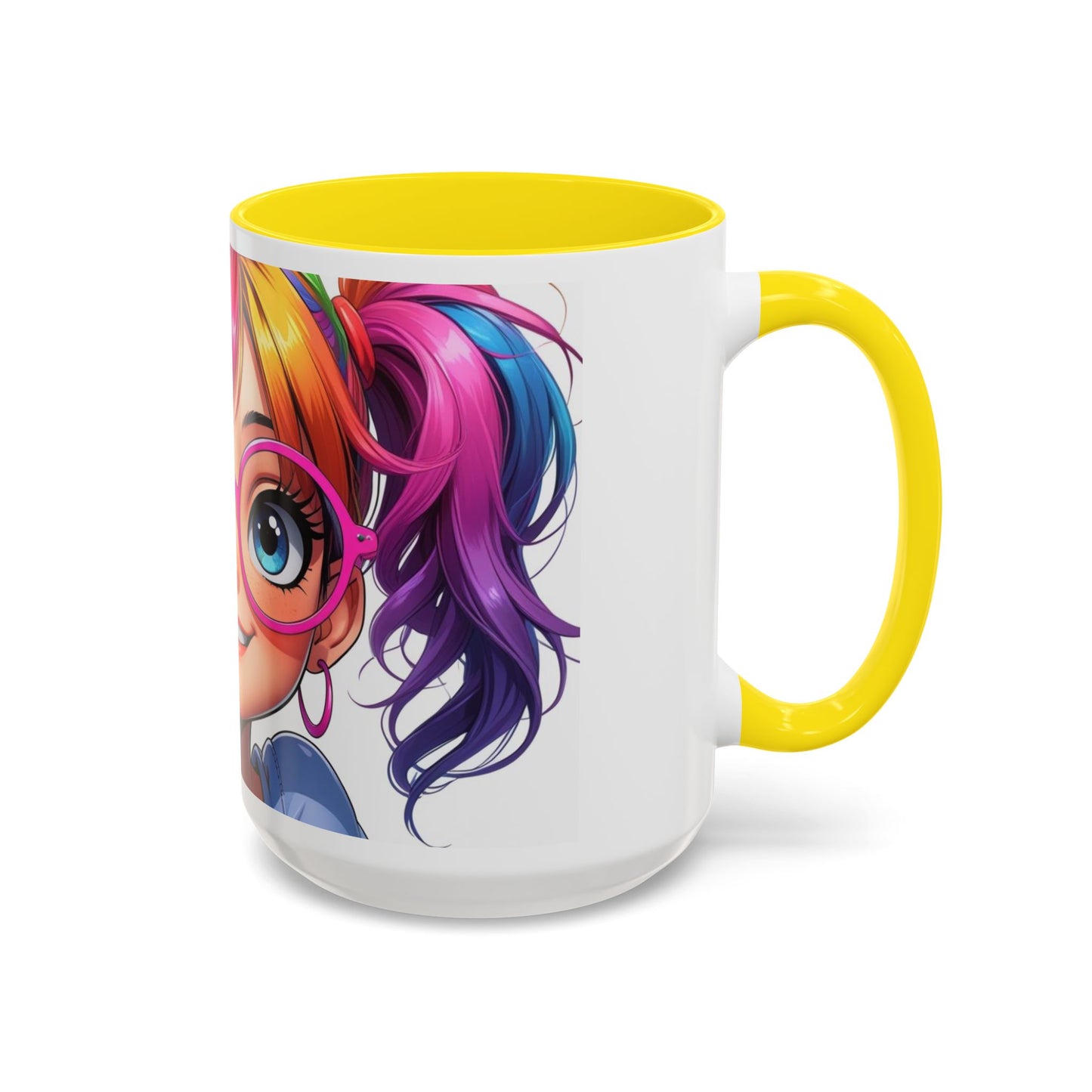 Colorful Character Accent Coffee Mug - Fun Gift for Quirky Friends - Rainbow Design for Birthdays, Holidays, and Everyday Joy