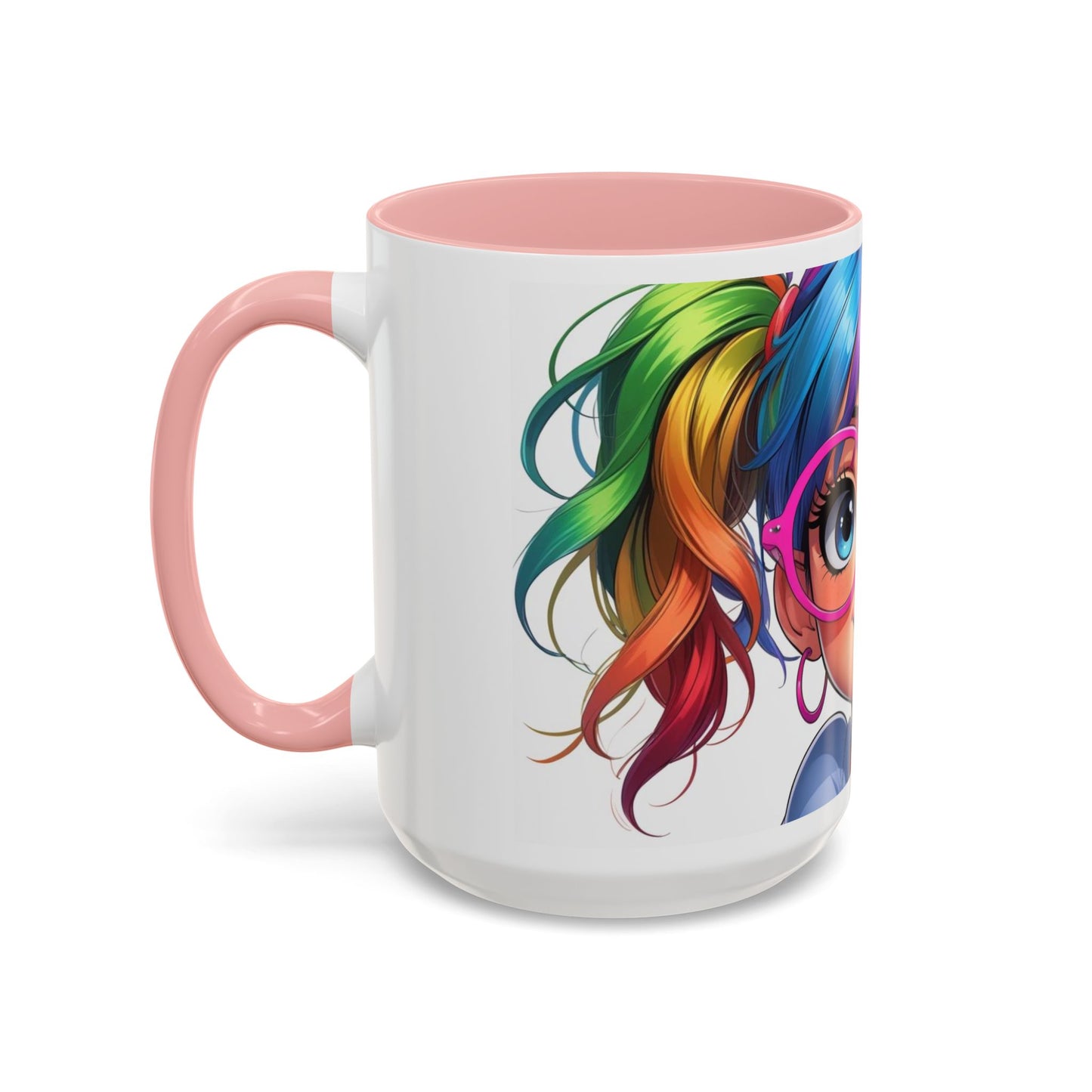 Colorful Character Accent Coffee Mug - Fun Gift for Quirky Friends - Rainbow Design for Birthdays, Holidays, and Everyday Joy