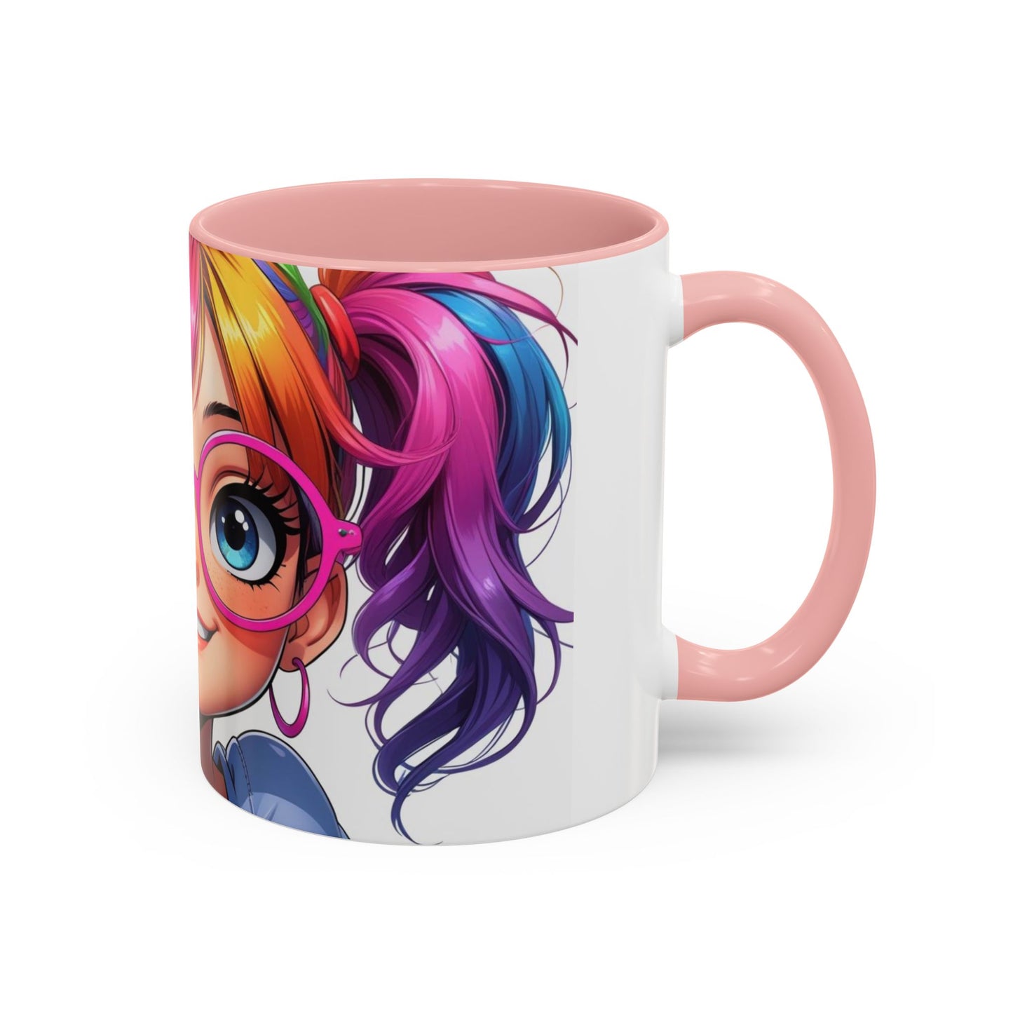 Colorful Character Accent Coffee Mug - Fun Gift for Quirky Friends - Rainbow Design for Birthdays, Holidays, and Everyday Joy