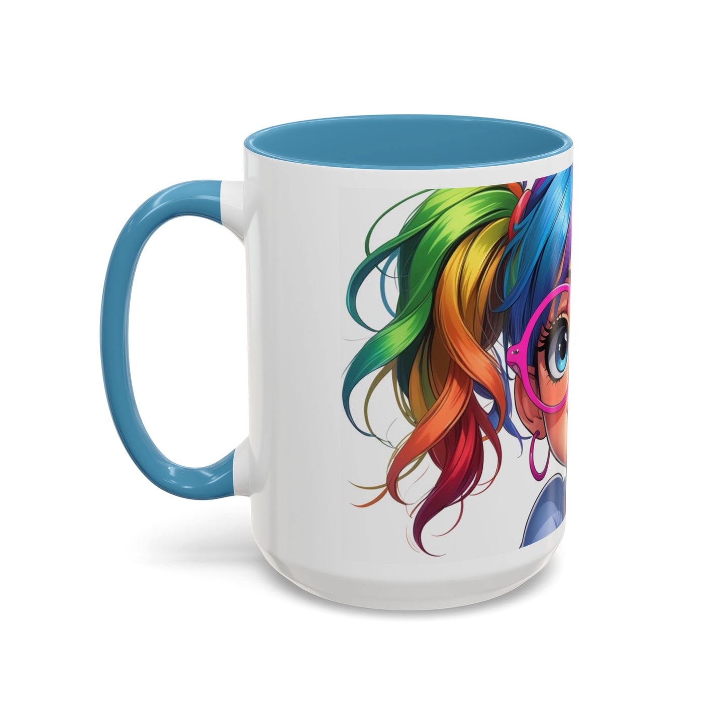 Colorful Character Accent Coffee Mug - Fun Gift for Quirky Friends - Rainbow Design for Birthdays, Holidays, and Everyday Joy