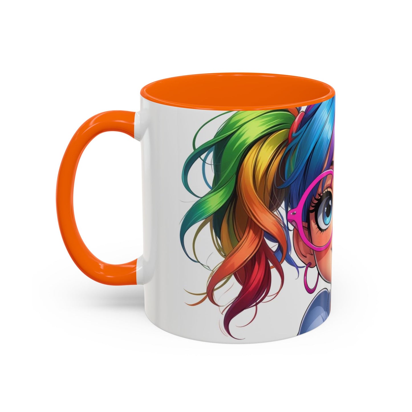 Colorful Character Accent Coffee Mug - Fun Gift for Quirky Friends - Rainbow Design for Birthdays, Holidays, and Everyday Joy