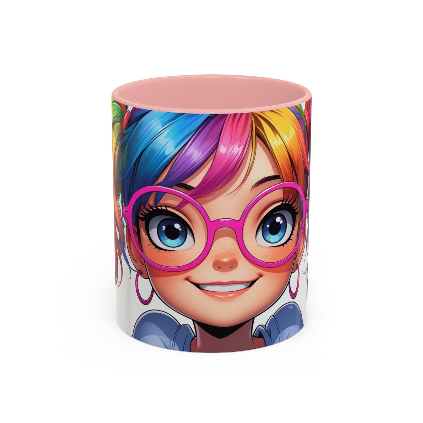 Colorful Character Accent Coffee Mug - Fun Gift for Quirky Friends - Rainbow Design for Birthdays, Holidays, and Everyday Joy