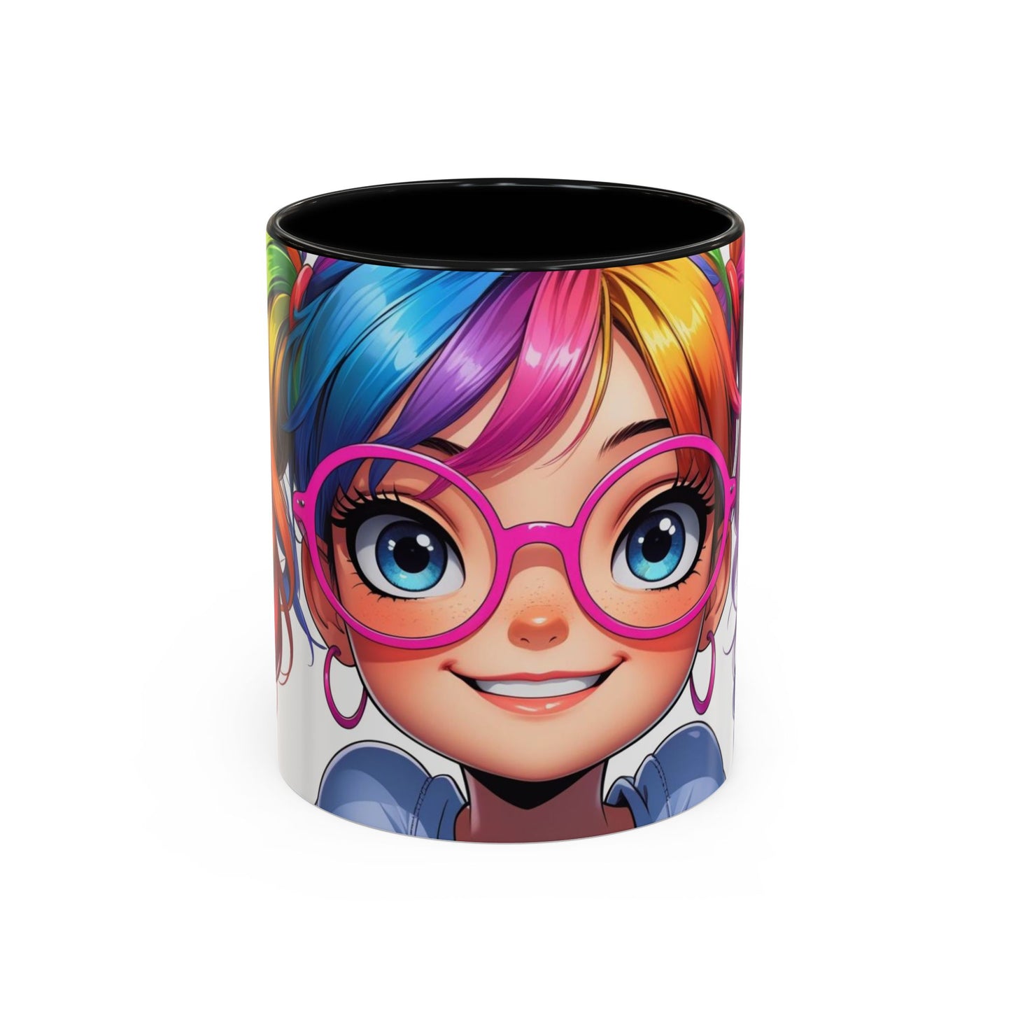Colorful Character Accent Coffee Mug - Fun Gift for Quirky Friends - Rainbow Design for Birthdays, Holidays, and Everyday Joy