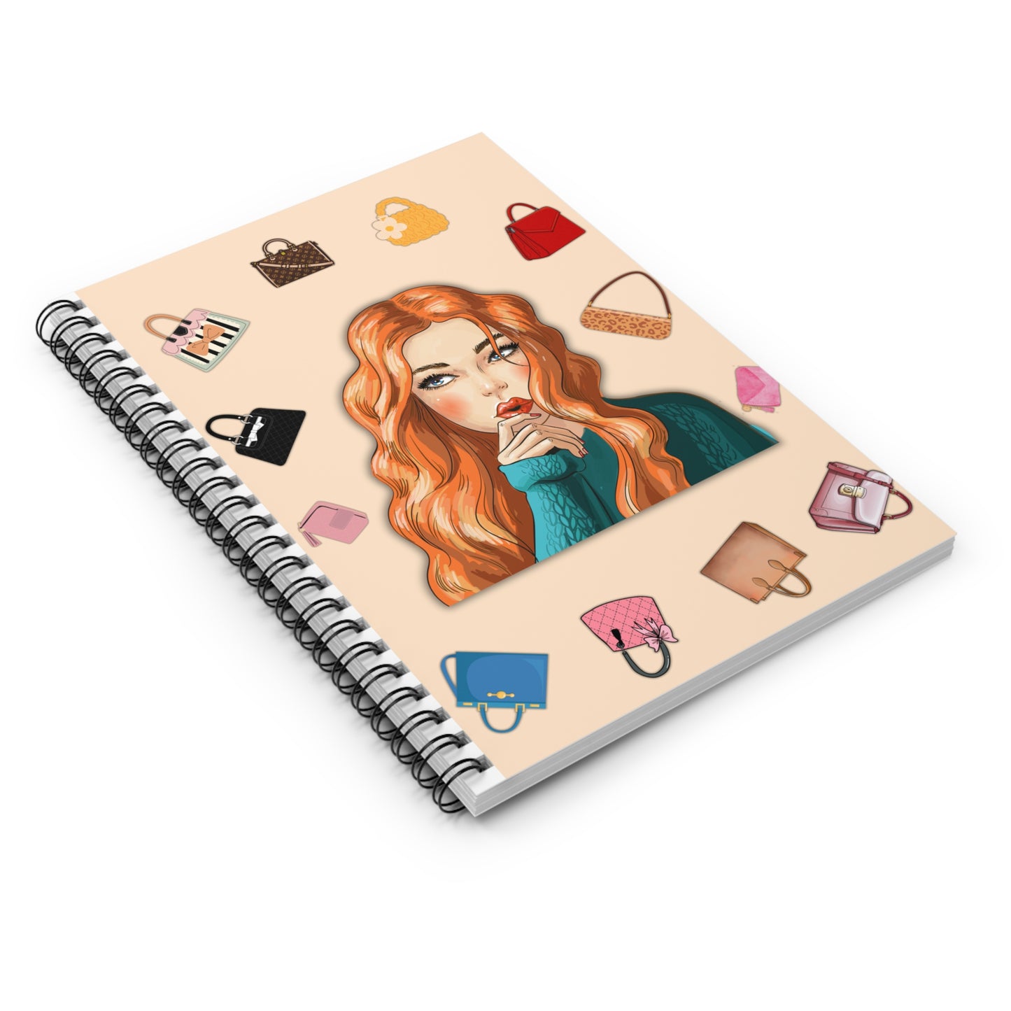 Fashionista Spiral Notebook - Trendy Handbag Design, Cute Journal, Diary, Note Book, Gift for Her, Stationery Must-Have