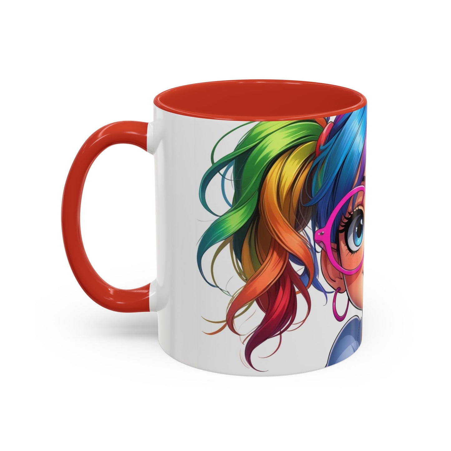 Colorful Character Accent Coffee Mug - Fun Gift for Quirky Friends - Rainbow Design for Birthdays, Holidays, and Everyday Joy