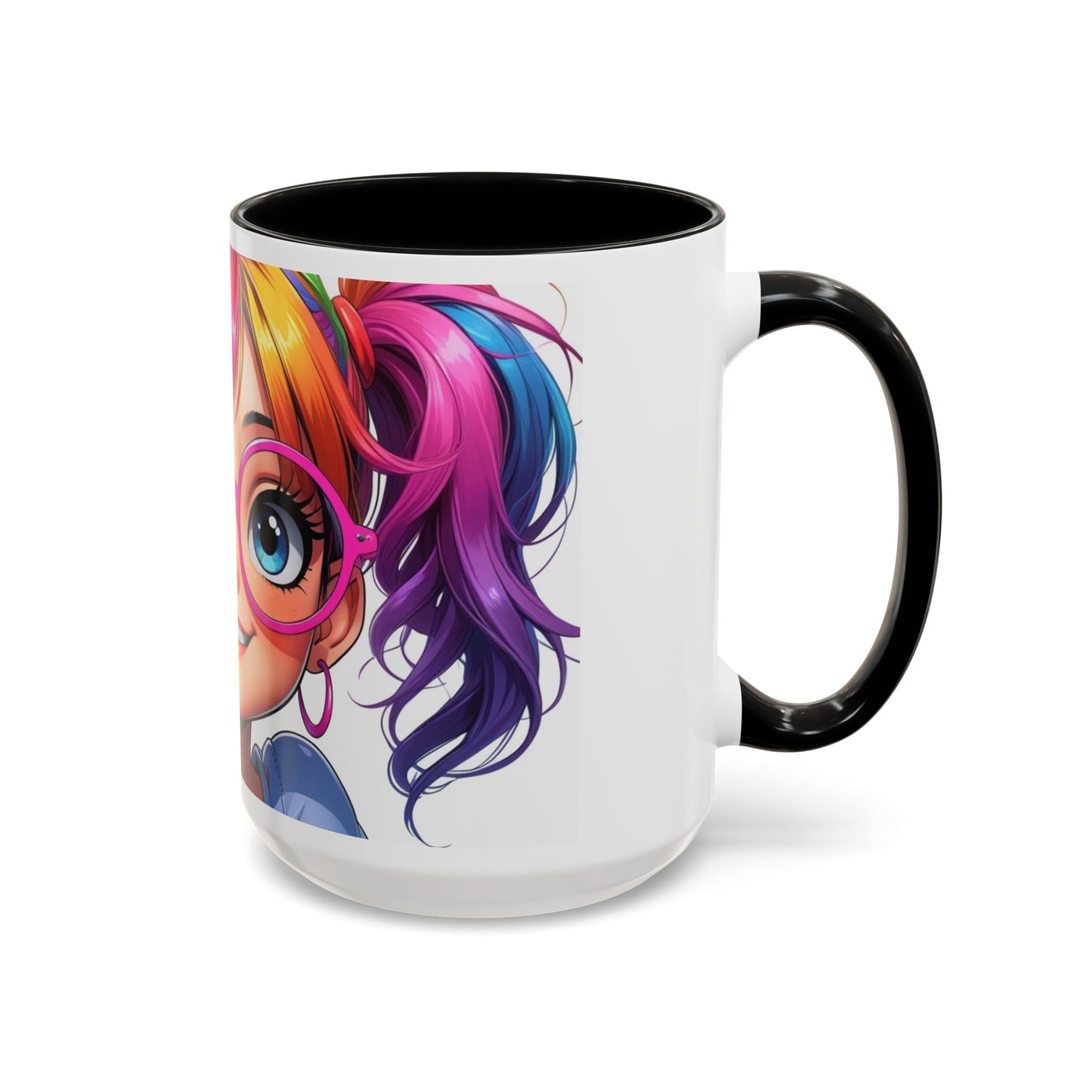 Colorful Character Accent Coffee Mug - Fun Gift for Quirky Friends - Rainbow Design for Birthdays, Holidays, and Everyday Joy