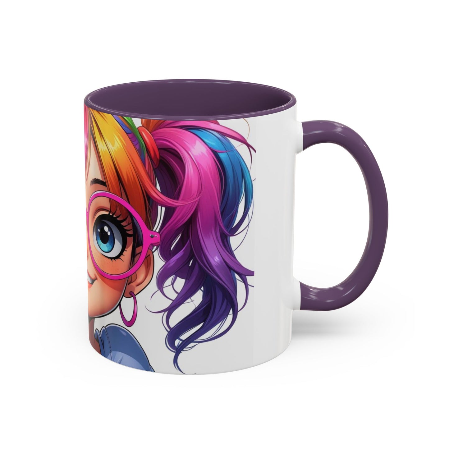Colorful Character Accent Coffee Mug - Fun Gift for Quirky Friends - Rainbow Design for Birthdays, Holidays, and Everyday Joy