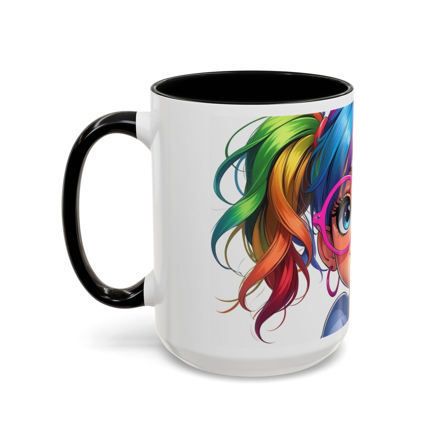 Colorful Character Accent Coffee Mug - Fun Gift for Quirky Friends - Rainbow Design for Birthdays, Holidays, and Everyday Joy