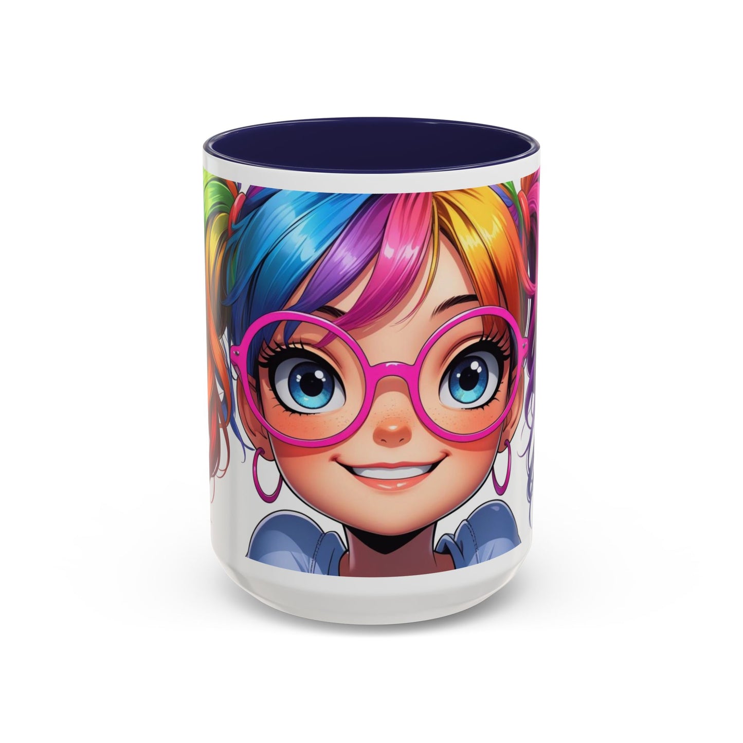 Colorful Character Accent Coffee Mug - Fun Gift for Quirky Friends - Rainbow Design for Birthdays, Holidays, and Everyday Joy