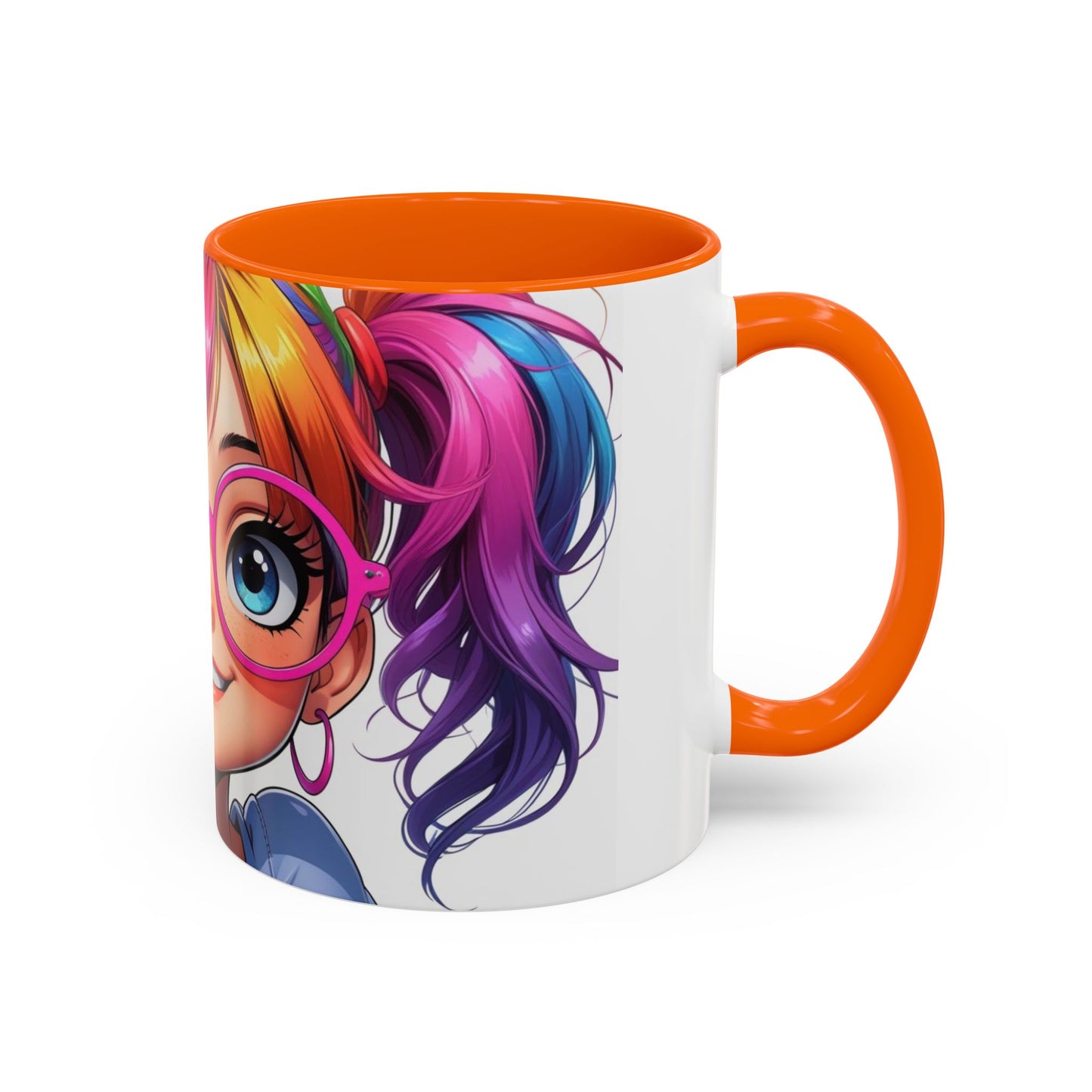 Colorful Character Accent Coffee Mug - Fun Gift for Quirky Friends - Rainbow Design for Birthdays, Holidays, and Everyday Joy
