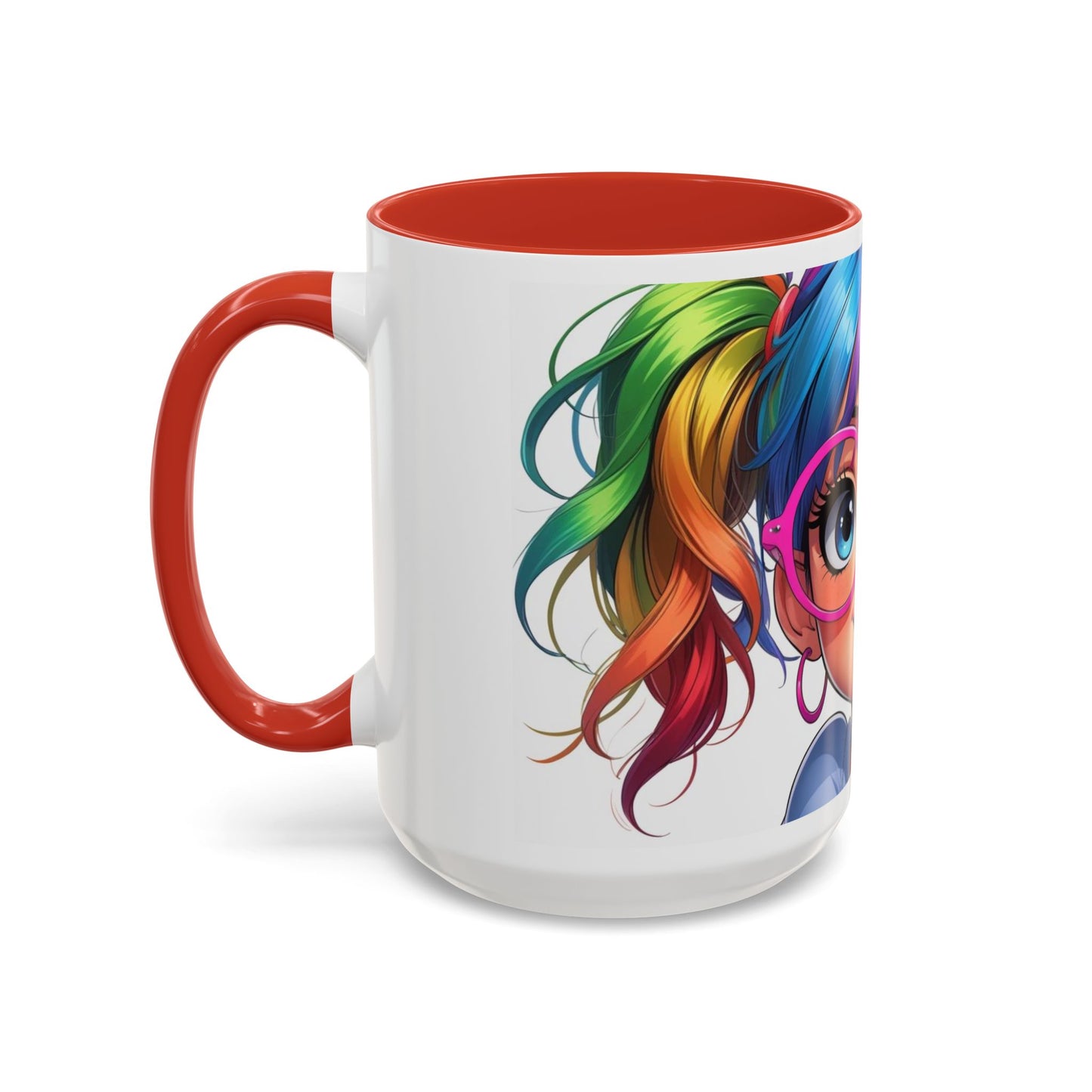 Colorful Character Accent Coffee Mug - Fun Gift for Quirky Friends - Rainbow Design for Birthdays, Holidays, and Everyday Joy