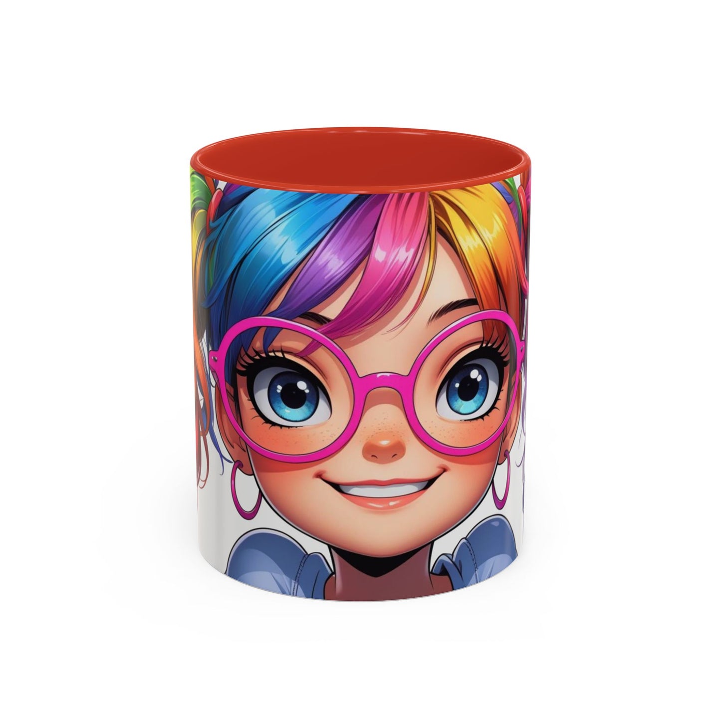 Colorful Character Accent Coffee Mug - Fun Gift for Quirky Friends - Rainbow Design for Birthdays, Holidays, and Everyday Joy