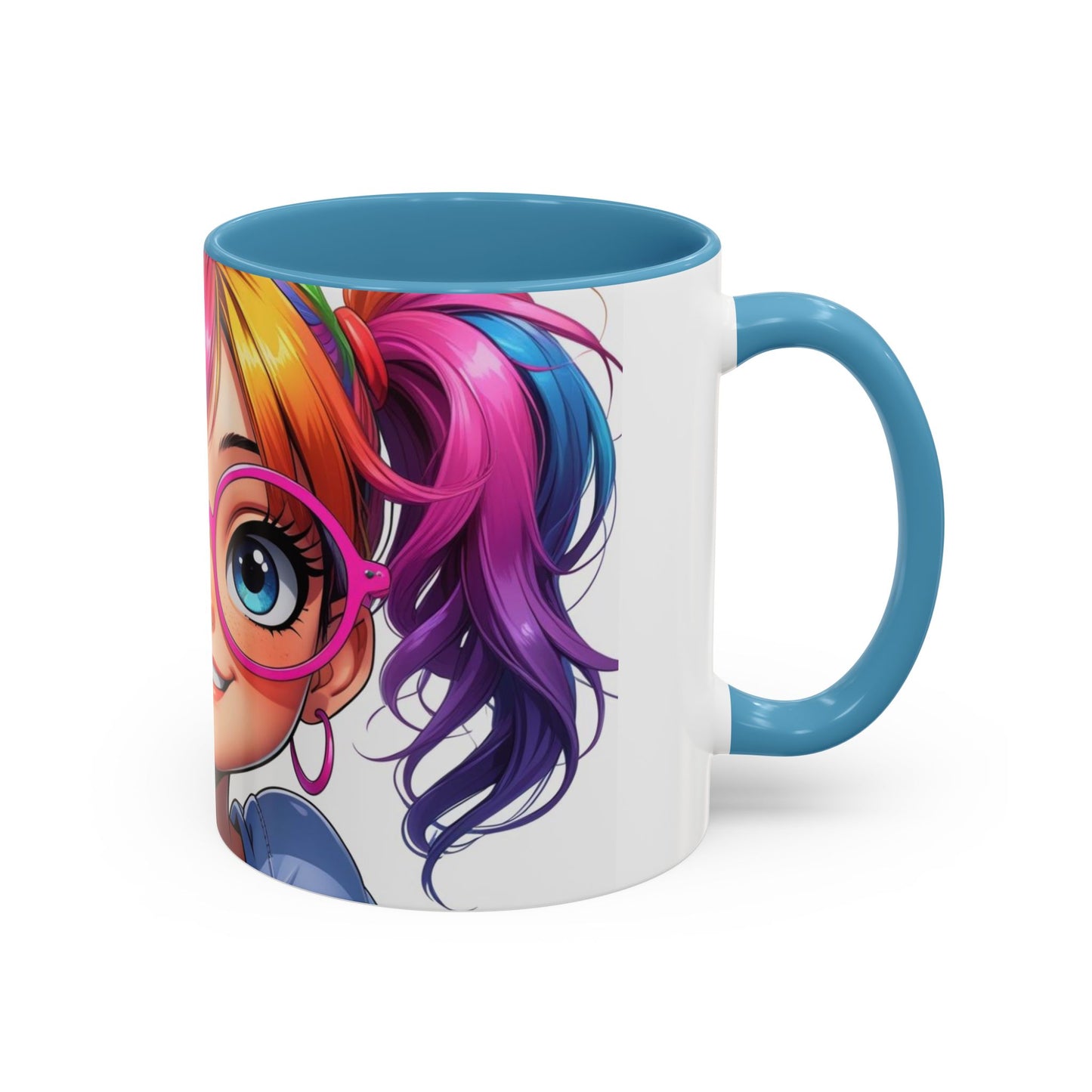 Colorful Character Accent Coffee Mug - Fun Gift for Quirky Friends - Rainbow Design for Birthdays, Holidays, and Everyday Joy