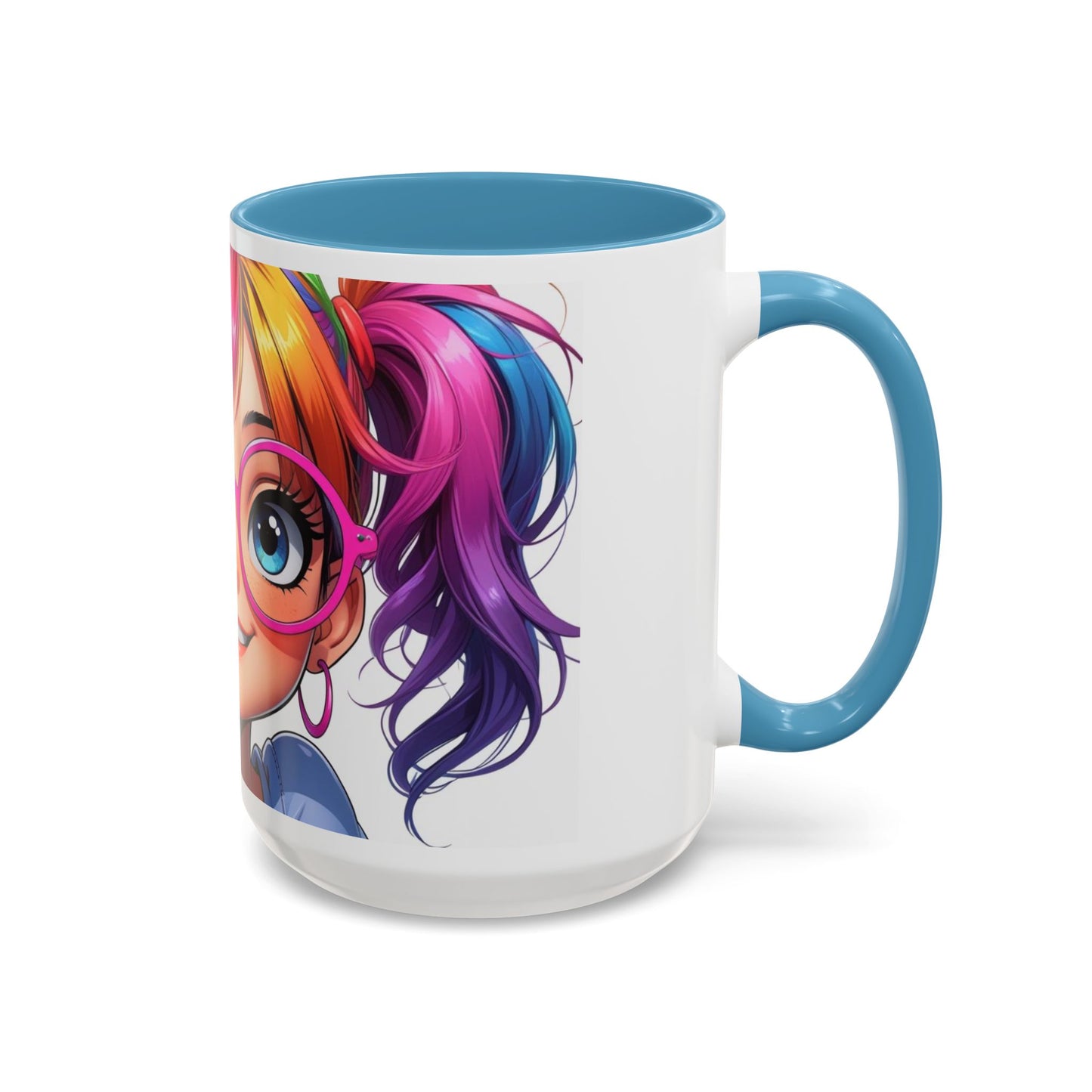 Colorful Character Accent Coffee Mug - Fun Gift for Quirky Friends - Rainbow Design for Birthdays, Holidays, and Everyday Joy