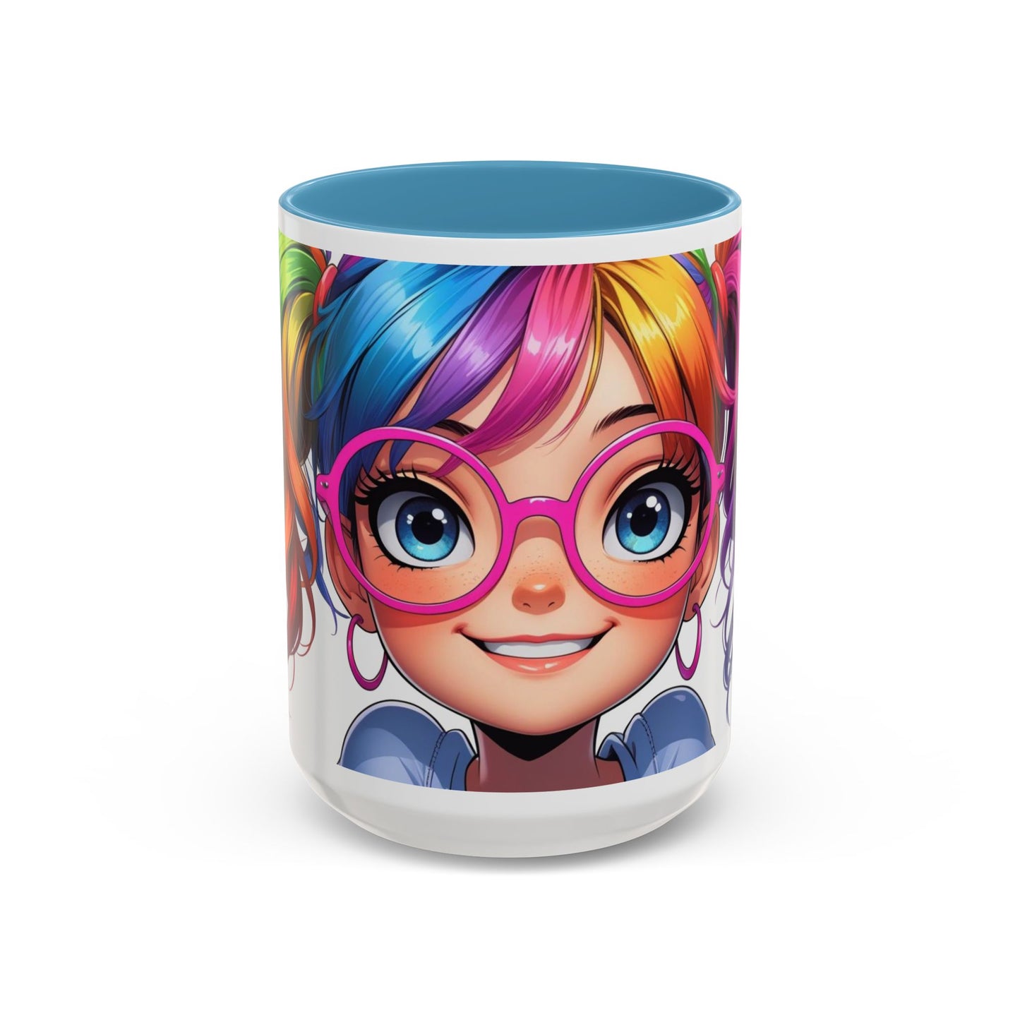 Colorful Character Accent Coffee Mug - Fun Gift for Quirky Friends - Rainbow Design for Birthdays, Holidays, and Everyday Joy