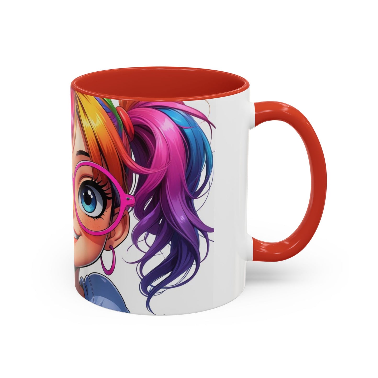 Colorful Character Accent Coffee Mug - Fun Gift for Quirky Friends - Rainbow Design for Birthdays, Holidays, and Everyday Joy