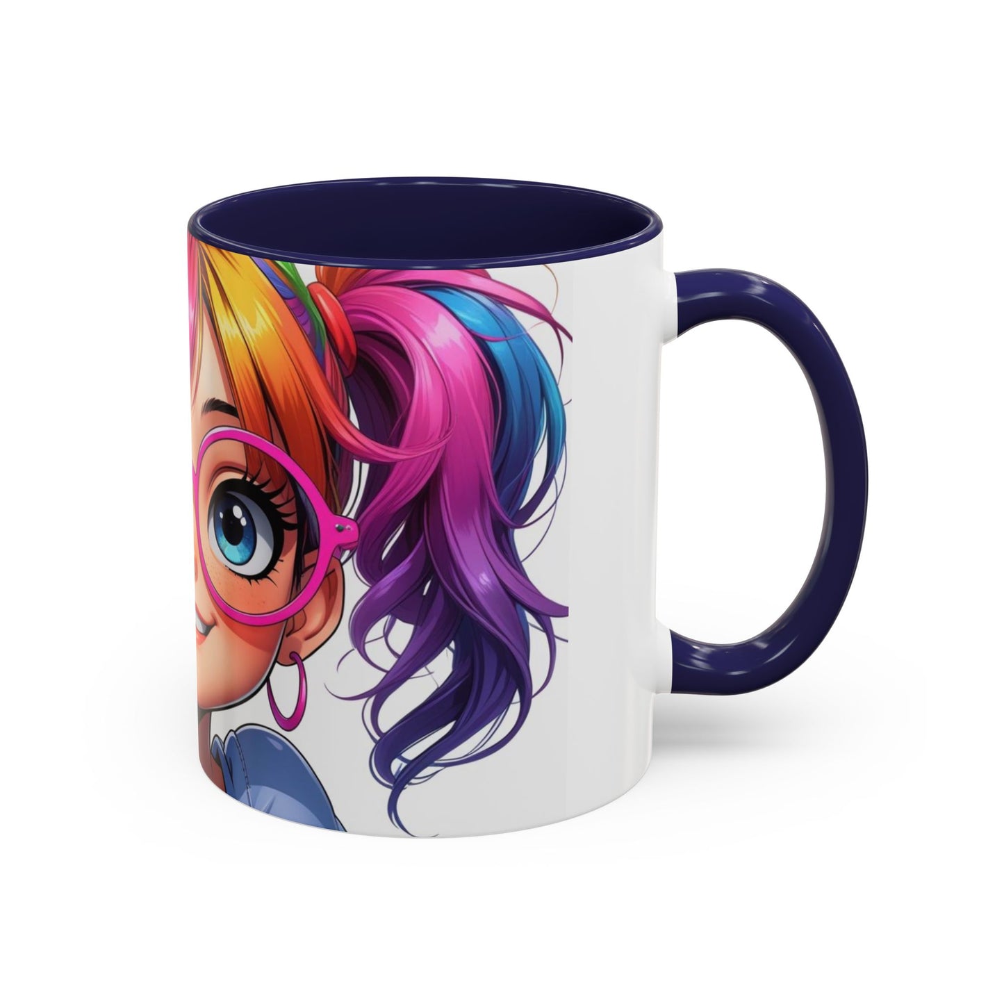 Colorful Character Accent Coffee Mug - Fun Gift for Quirky Friends - Rainbow Design for Birthdays, Holidays, and Everyday Joy
