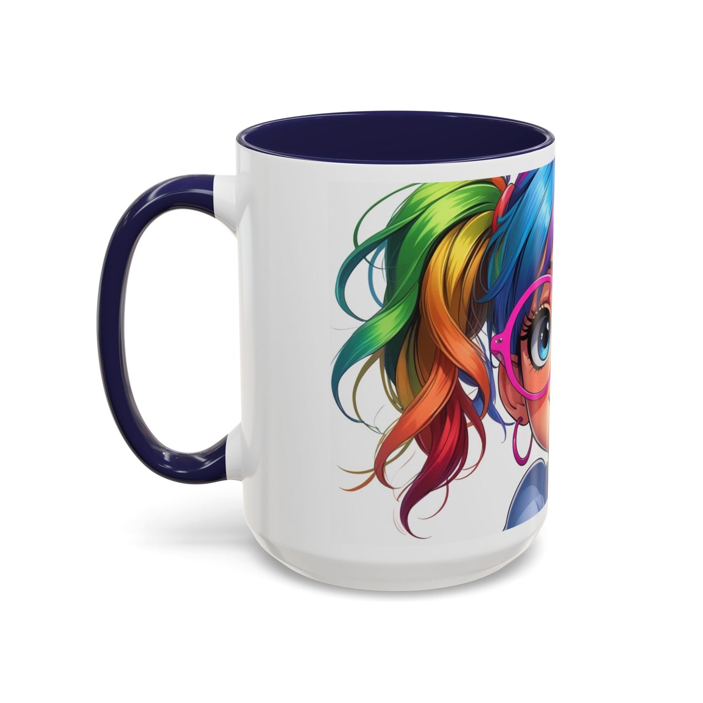 Colorful Character Accent Coffee Mug - Fun Gift for Quirky Friends - Rainbow Design for Birthdays, Holidays, and Everyday Joy