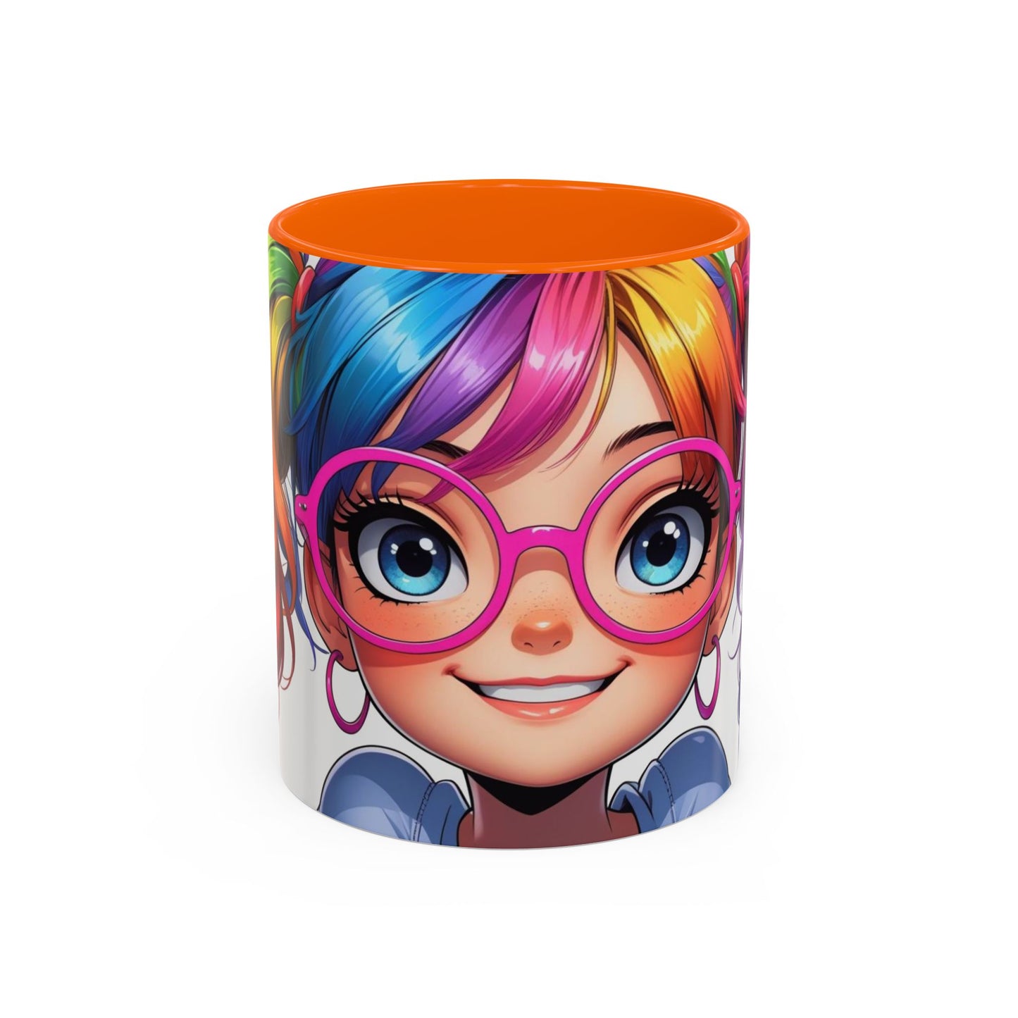 Colorful Character Accent Coffee Mug - Fun Gift for Quirky Friends - Rainbow Design for Birthdays, Holidays, and Everyday Joy