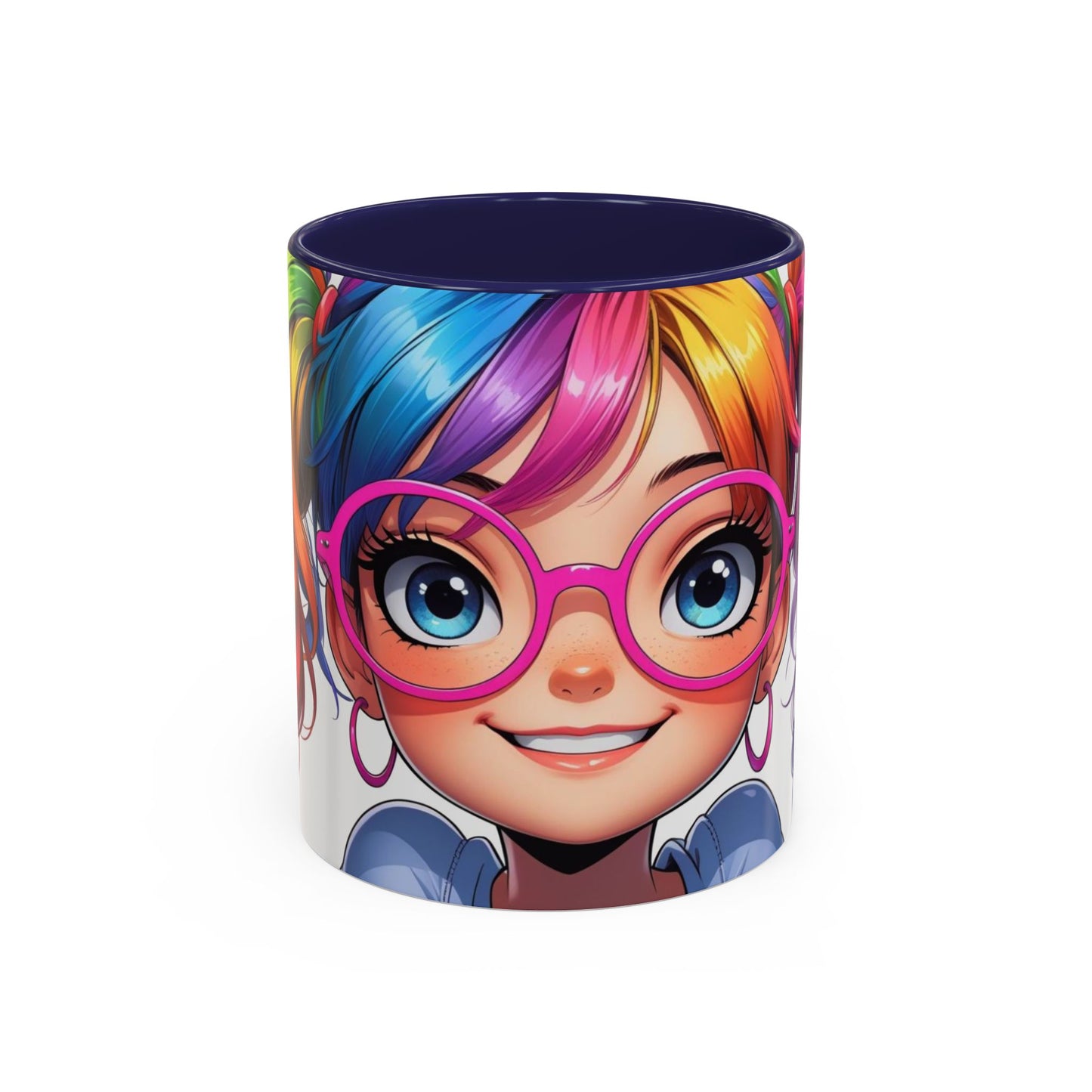 Colorful Character Accent Coffee Mug - Fun Gift for Quirky Friends - Rainbow Design for Birthdays, Holidays, and Everyday Joy