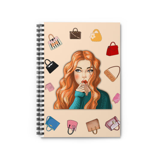 Fashionista Spiral Notebook - Trendy Handbag Design, Cute Journal, Diary, Note Book, Gift for Her, Stationery Must-Have