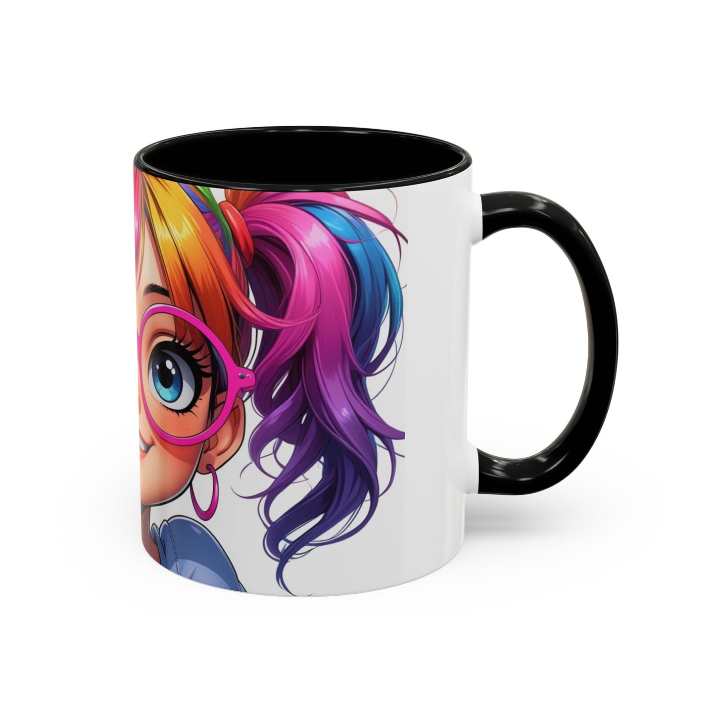 Colorful Character Accent Coffee Mug - Fun Gift for Quirky Friends - Rainbow Design for Birthdays, Holidays, and Everyday Joy