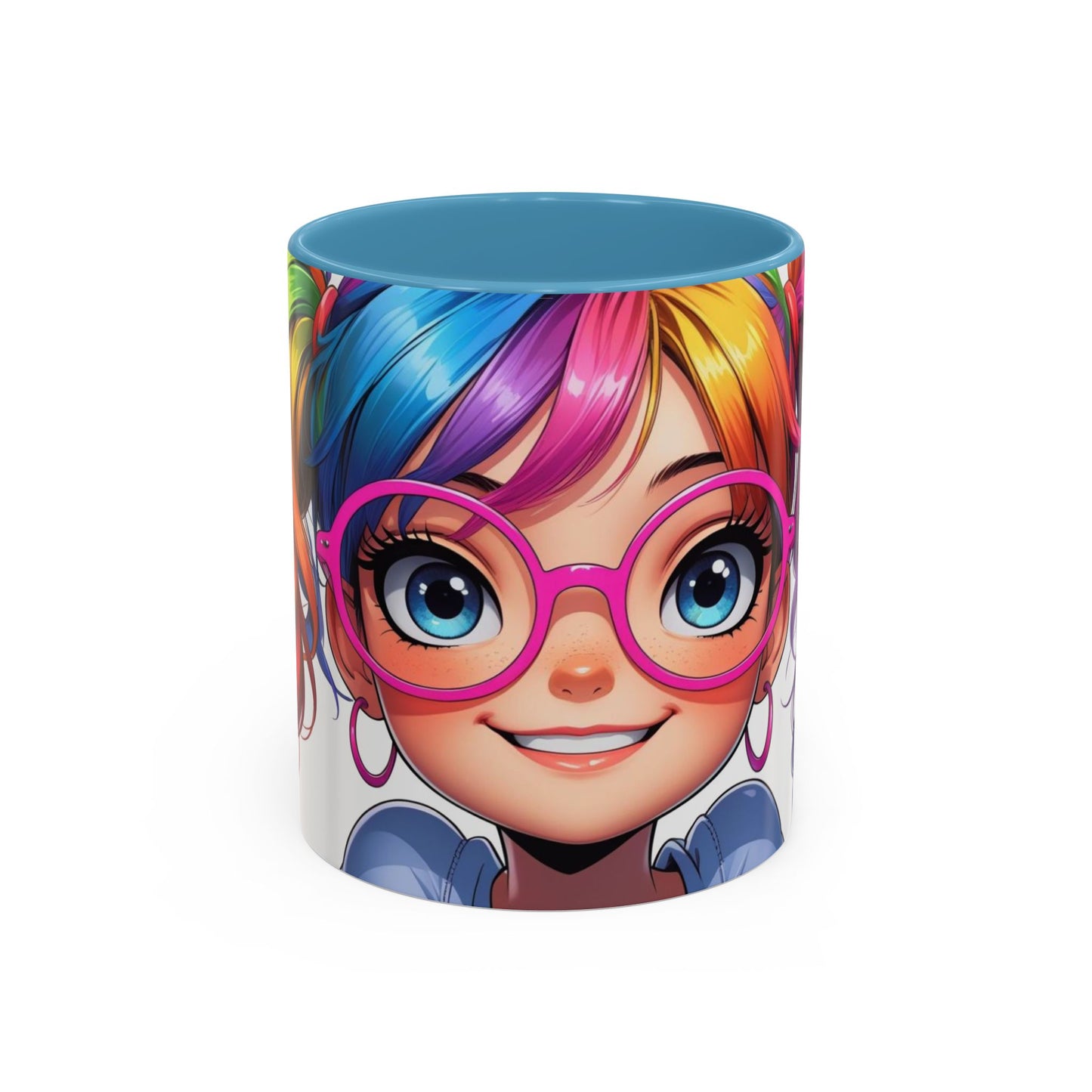 Colorful Character Accent Coffee Mug - Fun Gift for Quirky Friends - Rainbow Design for Birthdays, Holidays, and Everyday Joy